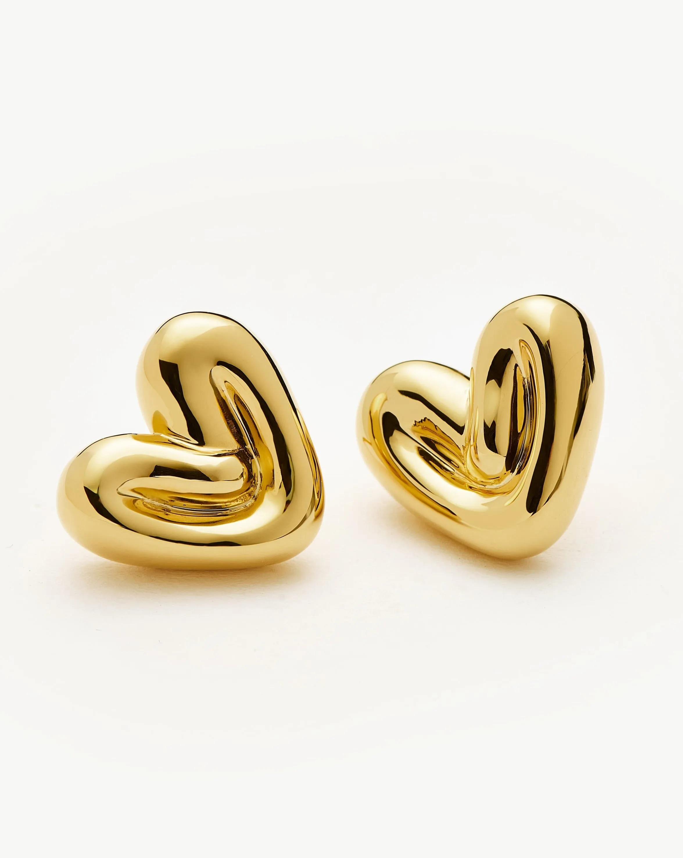 Puffy Heart Stud Earrings | 18ct Gold Plated