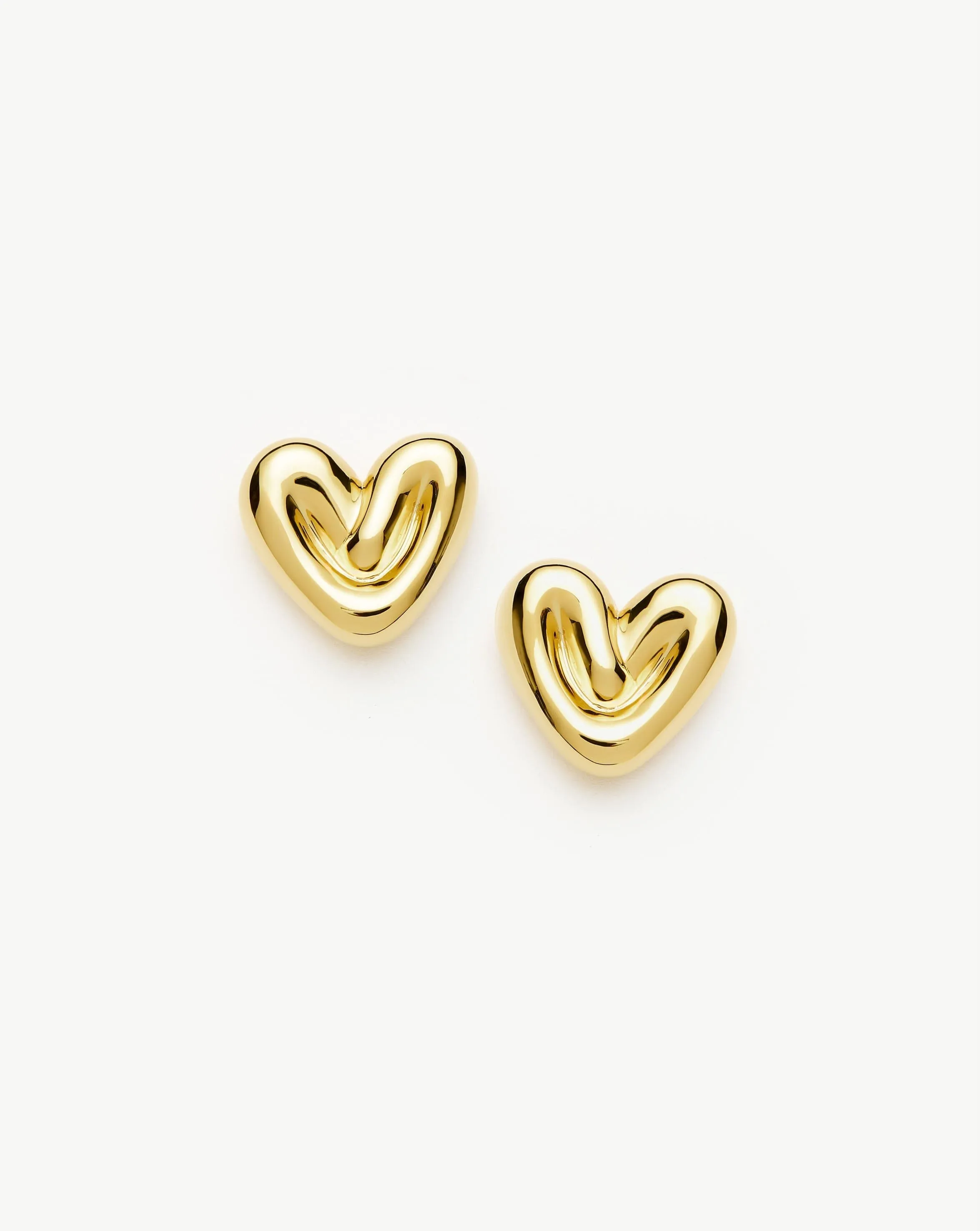 Puffy Heart Stud Earrings | 18ct Gold Plated