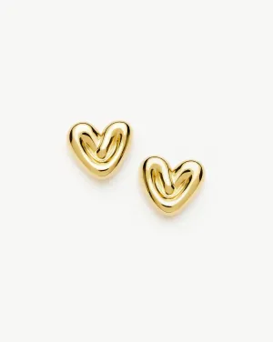 Puffy Heart Stud Earrings | 18ct Gold Plated