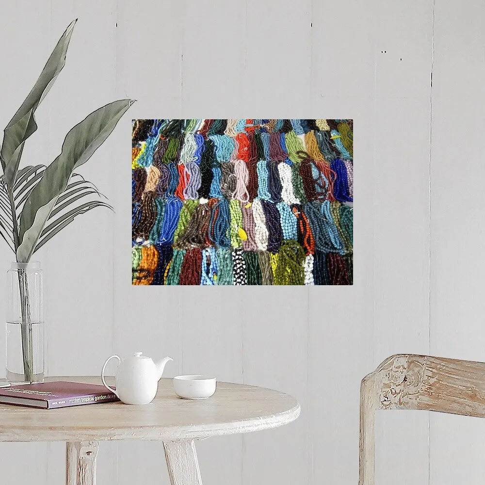 "Colorful necklaces made of artificial gems, beads and stones for sale, Chenna" Poster Print - Multi