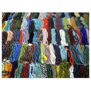 "Colorful necklaces made of artificial gems, beads and stones for sale, Chenna" Poster Print - Multi