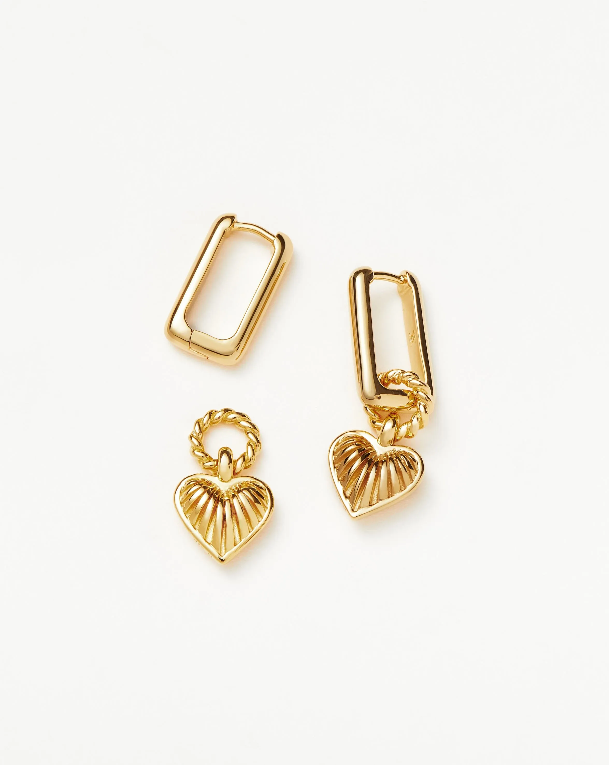 Ridge Heart Charm Earrings | 18ct Gold Vermeil