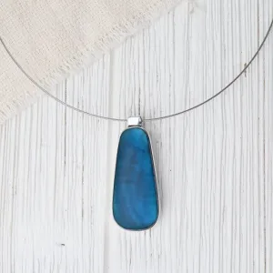 Sea Blue Oval Pendant Necklace