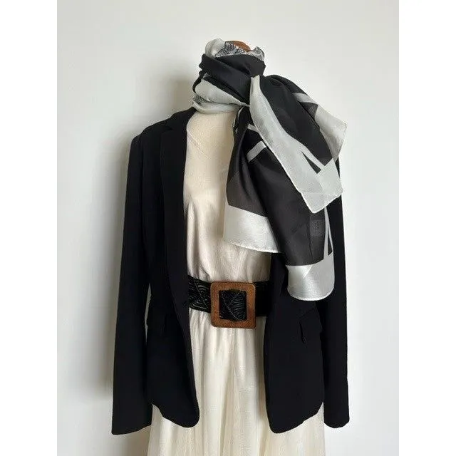Silk Shawl - Black & Cream Chanel