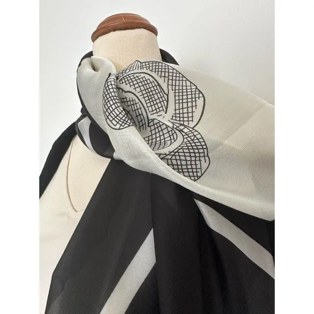 Silk Shawl - Black & Cream Chanel