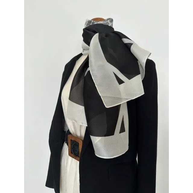 Silk Shawl - Black & Cream Chanel