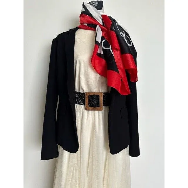 Silk Shawl - Red & Black Chanel