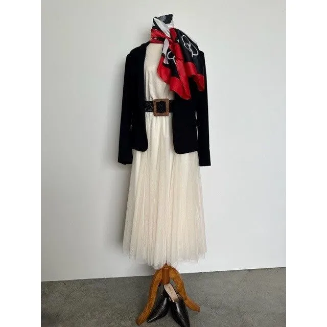 Silk Shawl - Red & Black Chanel
