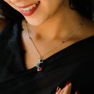 Silver Geometric CZ Stones Necklace