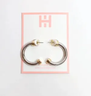 Silver Hoops with Gold Caps