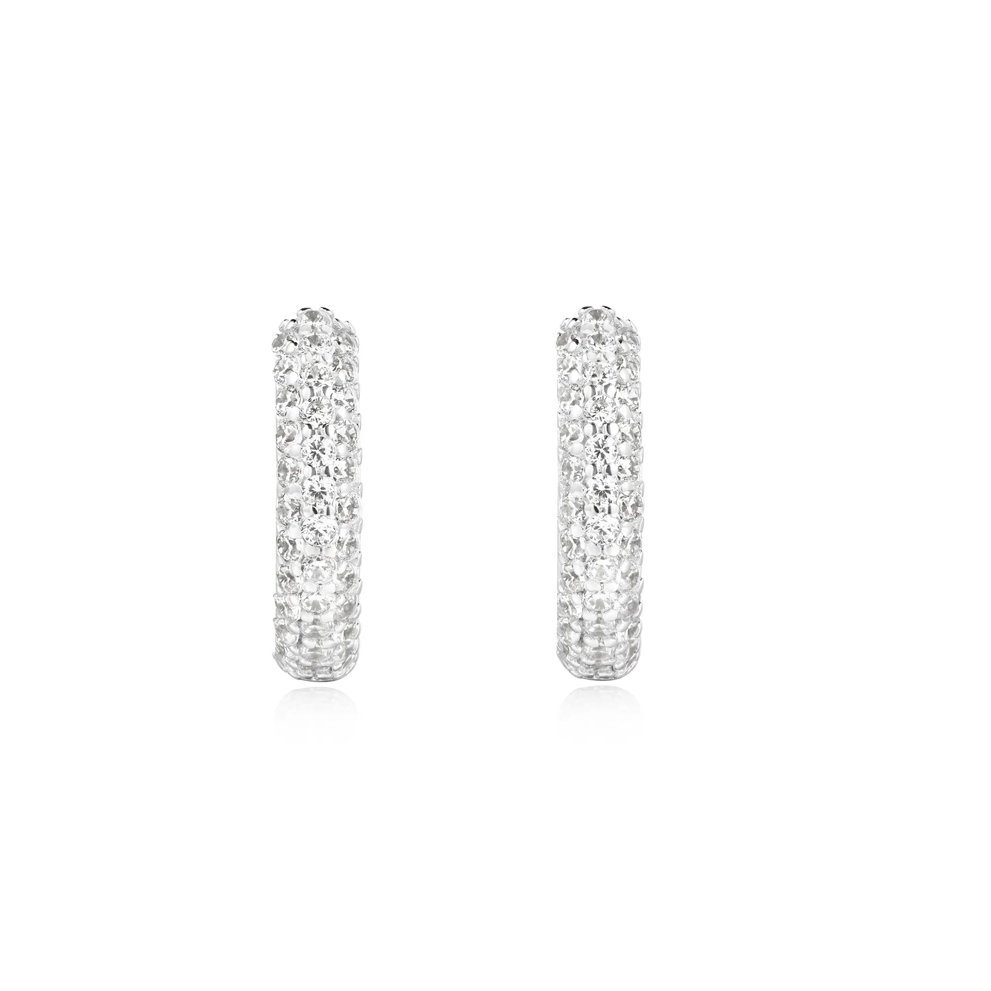 Silver Pavé Huggies