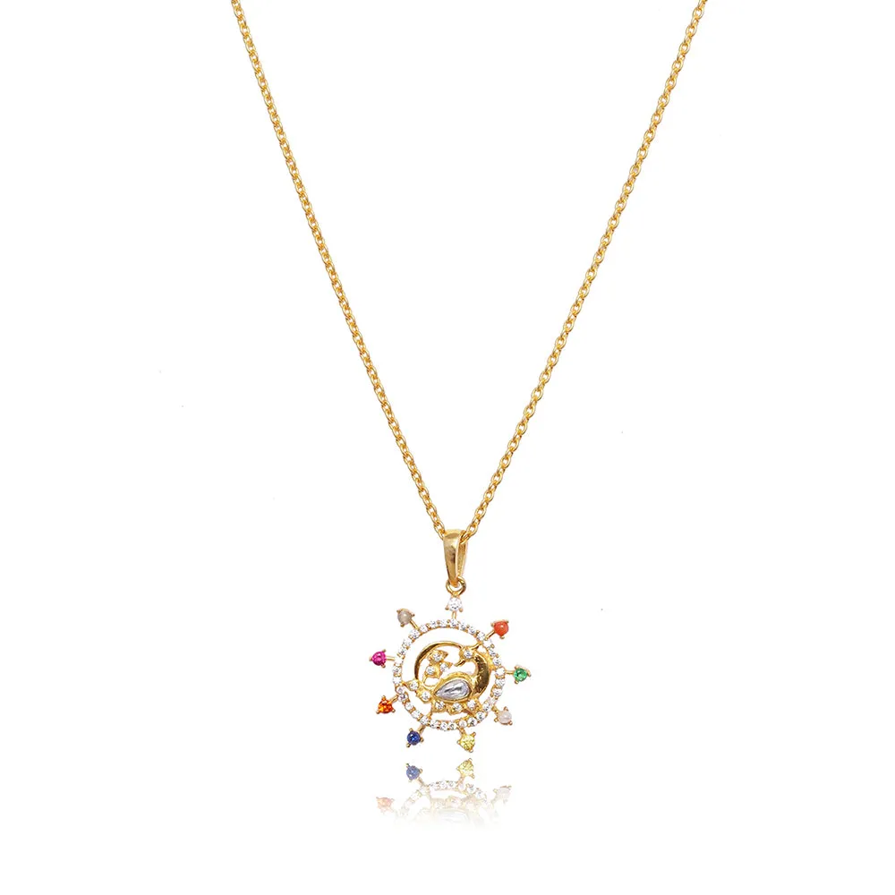 Silver Swan Navratna Necklace
