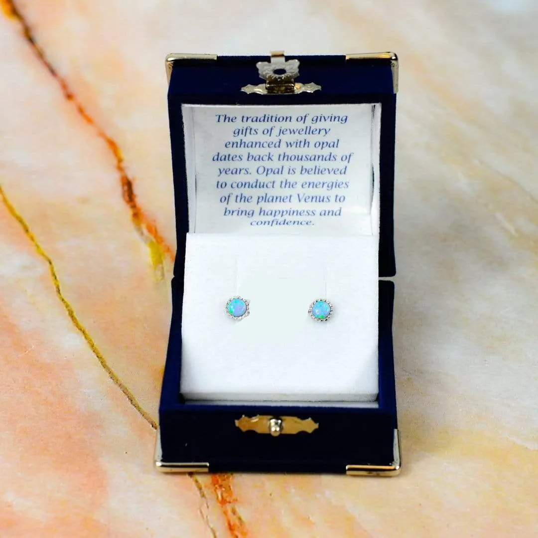 Sky Opal Solid 925 Sterling Silver Stud Earrings