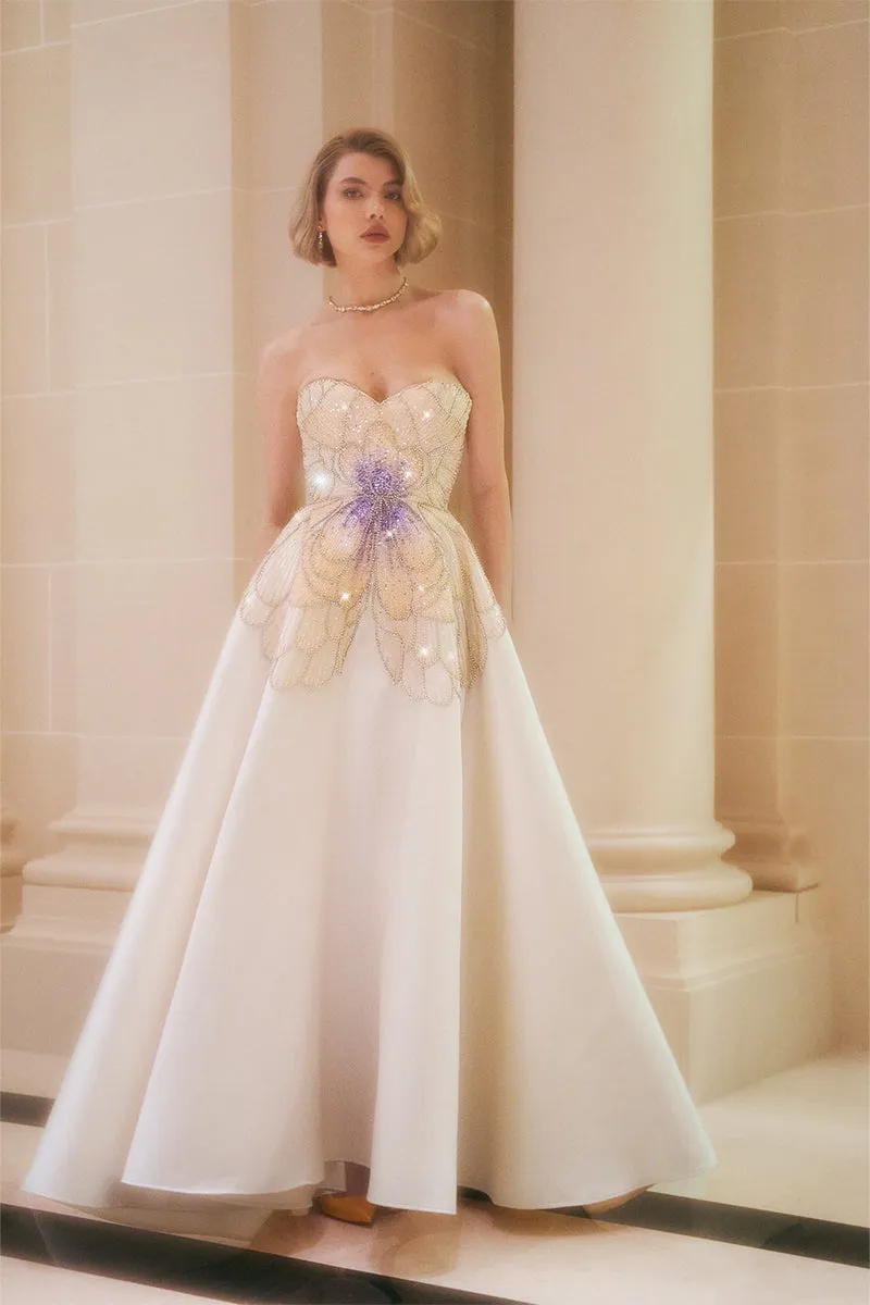 Sophie Beaded Graceful Strapless Evening Dress