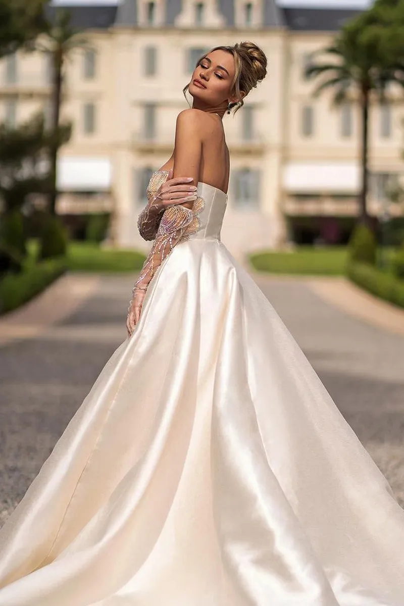 Sophie Beaded Graceful Strapless Evening Dress