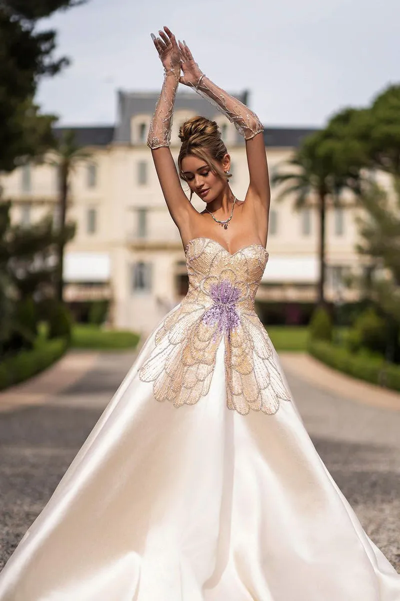 Sophie Beaded Graceful Strapless Evening Dress