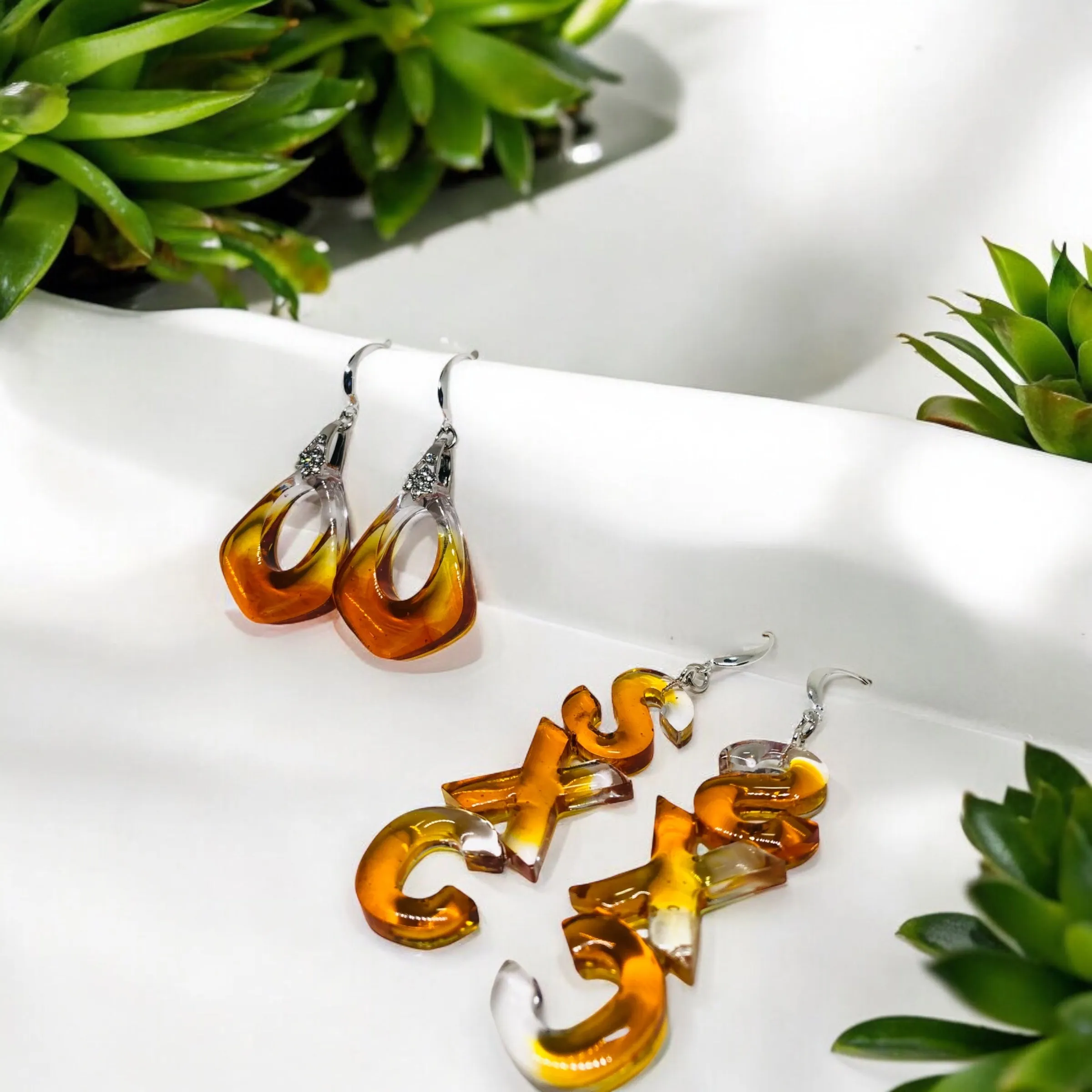 Sparkle Tears Amber Teardrop Earrings