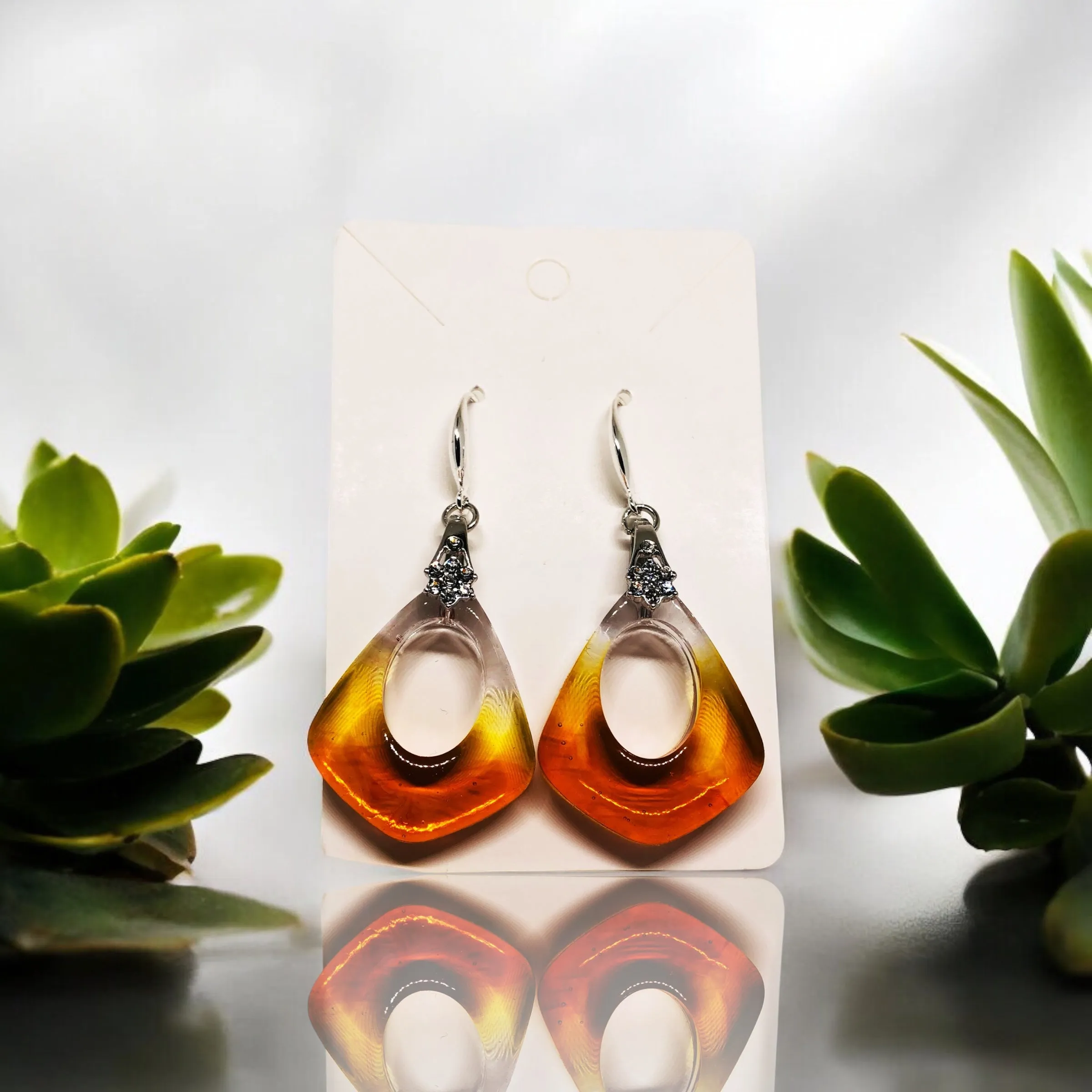 Sparkle Tears Amber Teardrop Earrings