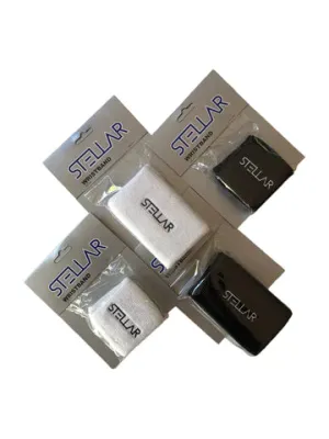 Stellar 4.5" Wristbands W Logo Black 2 Pack