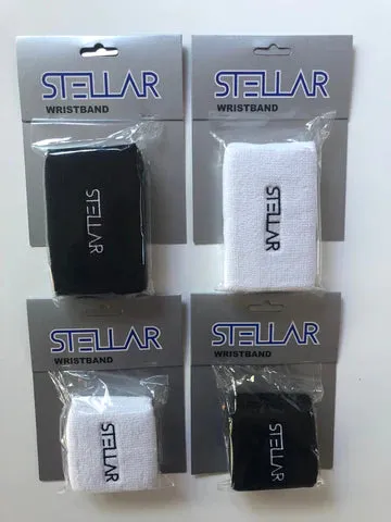 Stellar 4.5" Wristbands W Logo Black 2 Pack