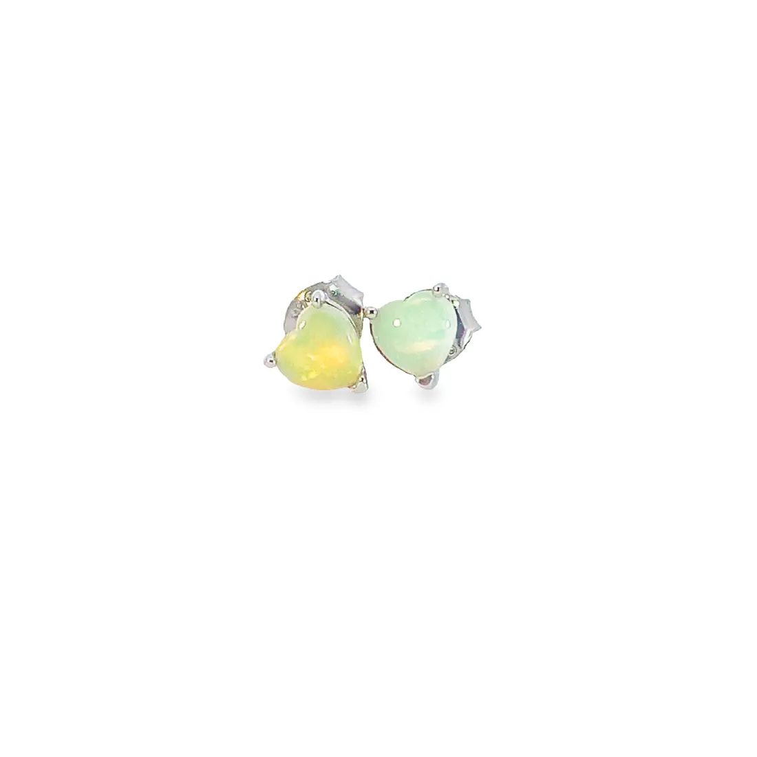 Sterling Silver 5mm Heart shape White Opal studs