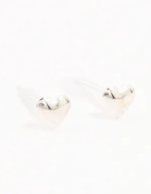 Sterling Silver Mini Puff Heart Stud Earrings
