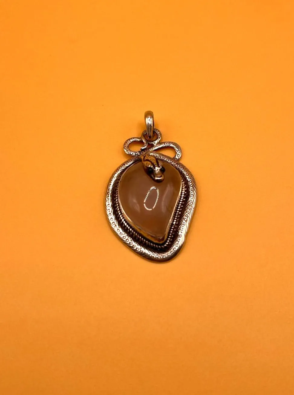 Sterling Silver Tibetan Snake Pendent with Rose Quartz