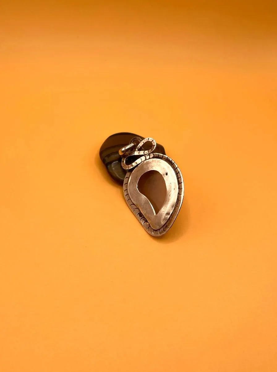 Sterling Silver Tibetan Snake Pendent with Rose Quartz