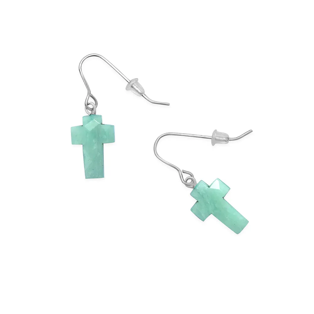Stone Hewn Cross Earrings