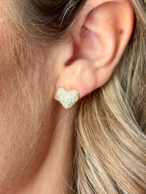 Sweetheart CZ Pave Earrings - Gold