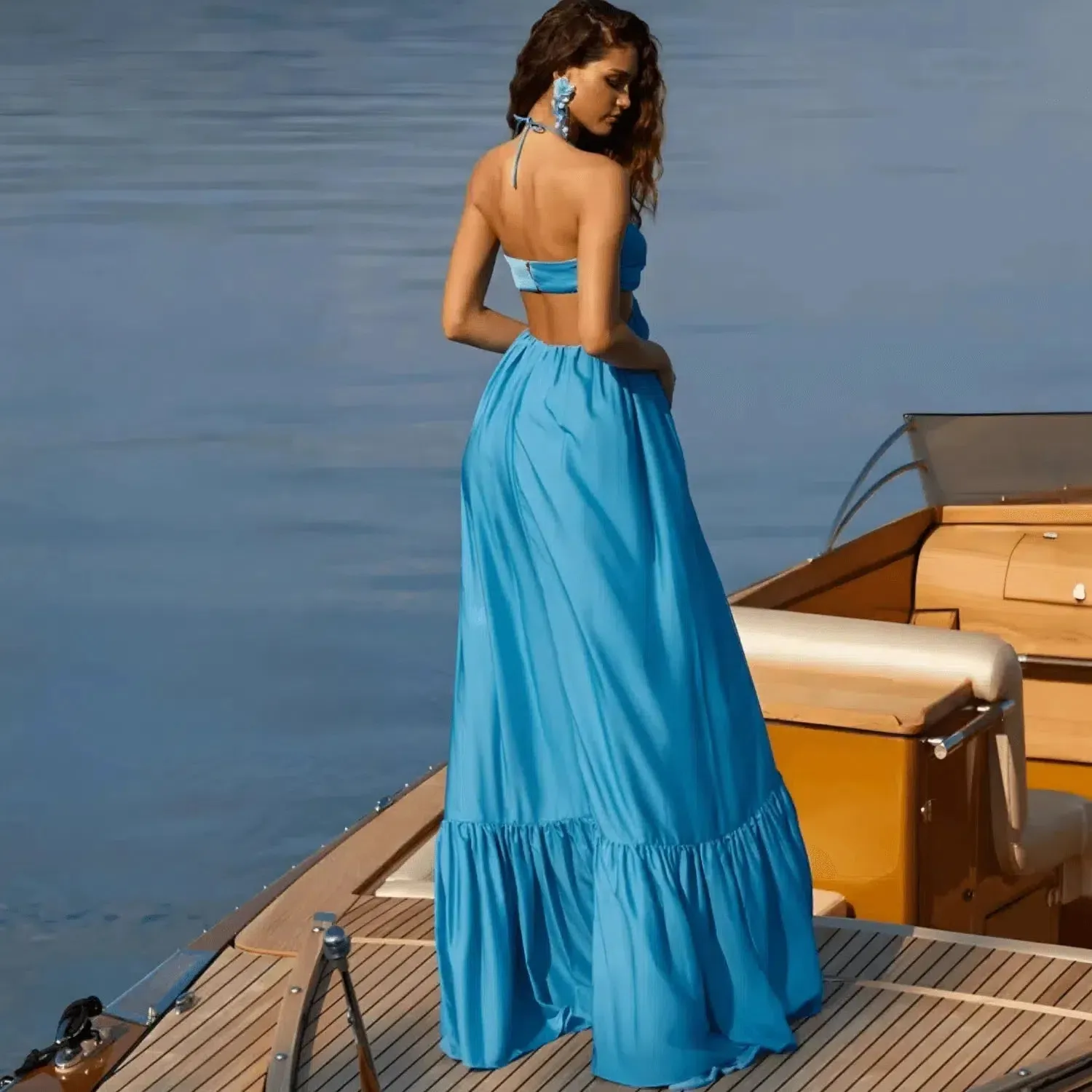 Therielle – Subtle sapphire – Halter dress