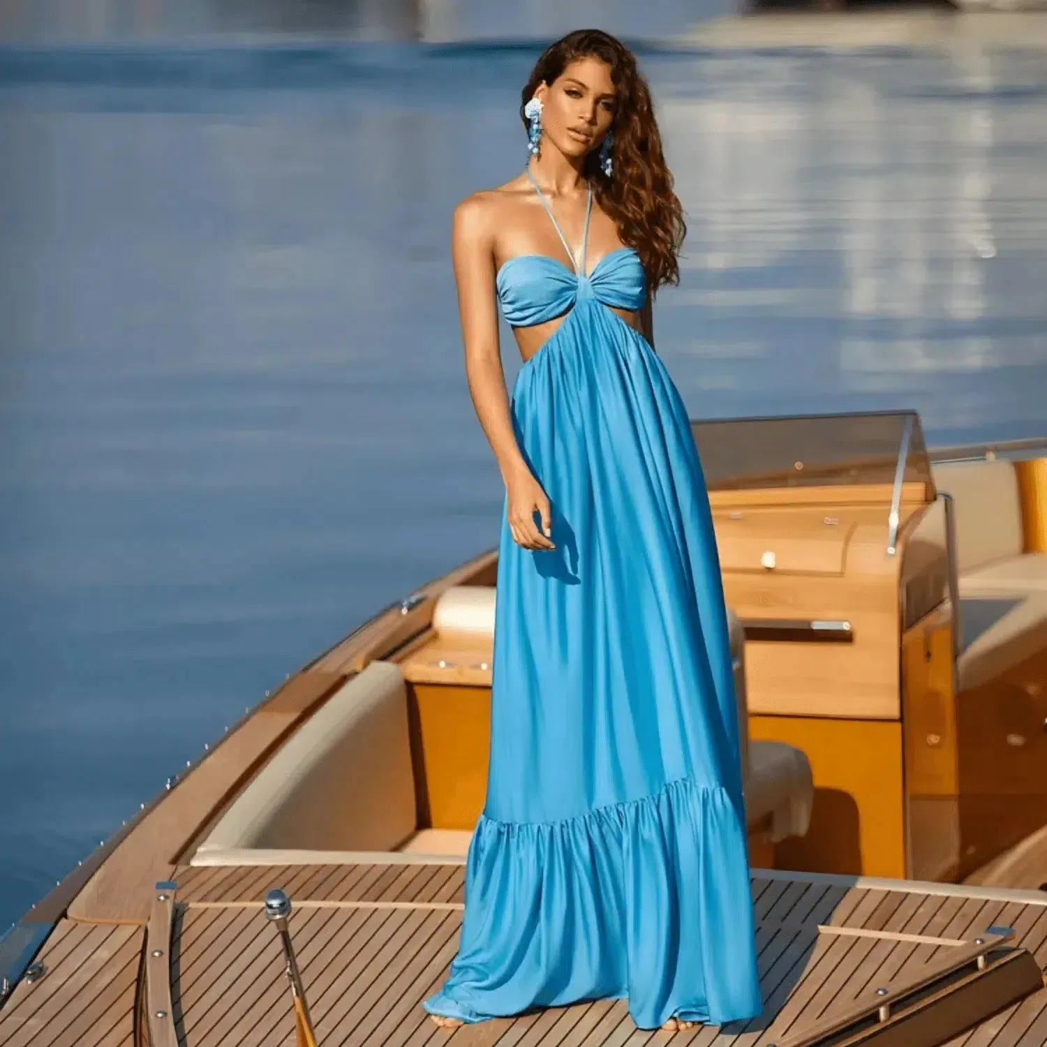Therielle – Subtle sapphire – Halter dress
