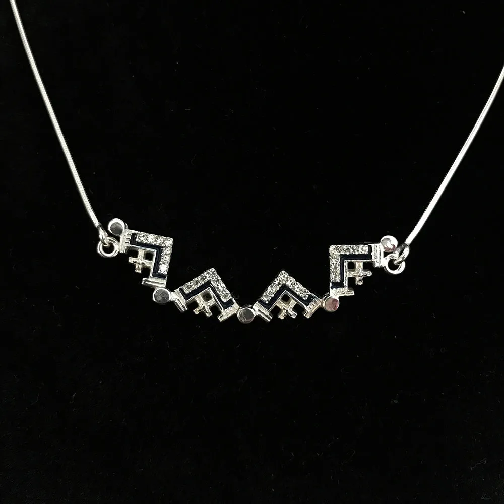 Two-Way Magnetic Jerusalem Cross Necklace (White Gemstones)
