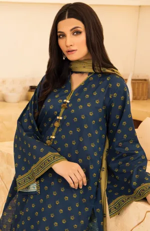 Unstitched 2 Piece Printed Khaddar Shirt and Acrylic Shawl Dupatta (NRDS-347/U BLUE)