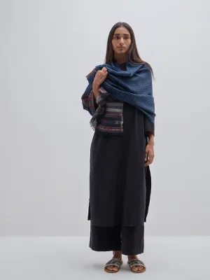 Utsa Blue Houndstooth Patterned Stole