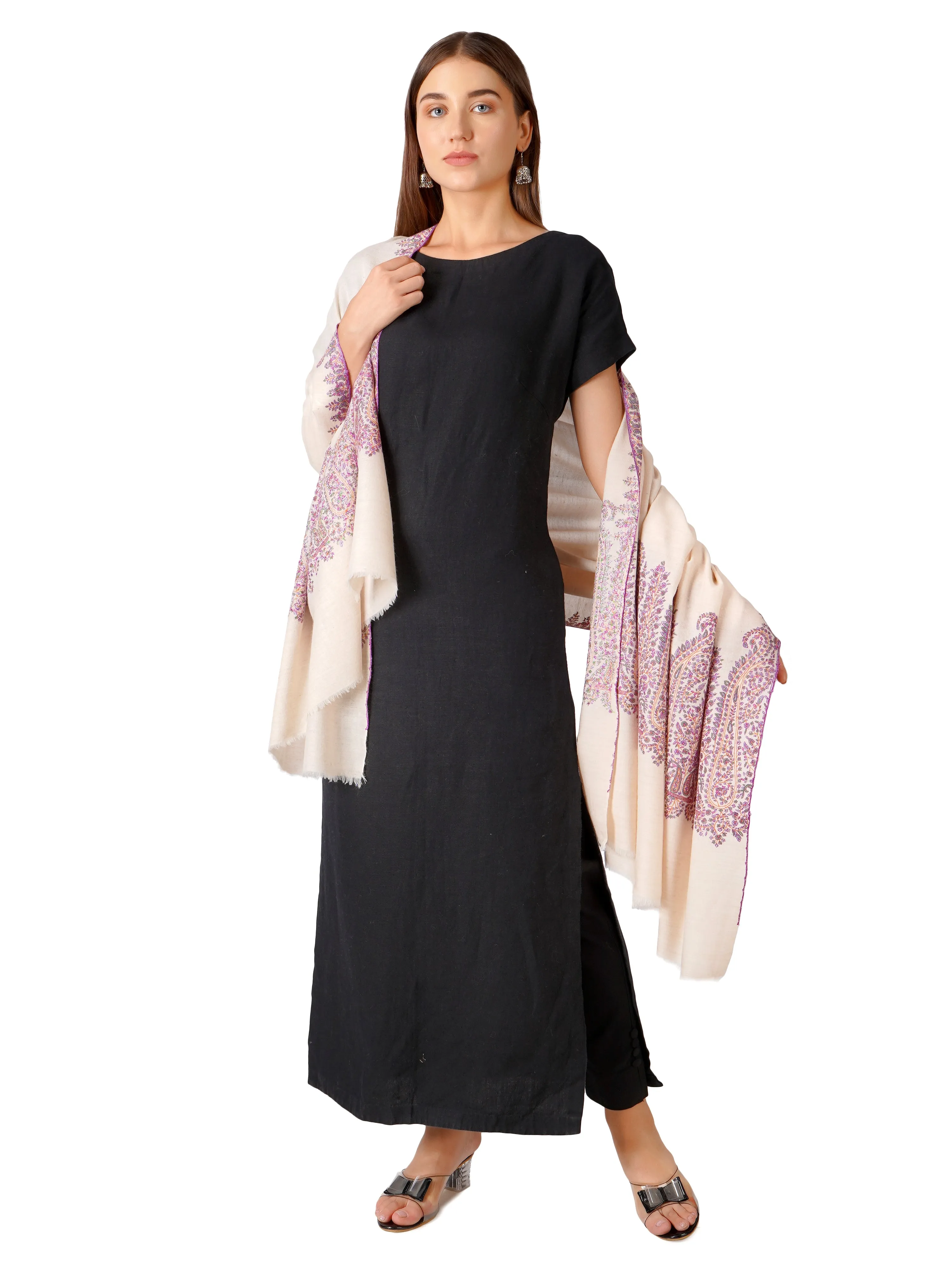 Versatile Pashmina Shawl – Day to Night Fashion - Off White