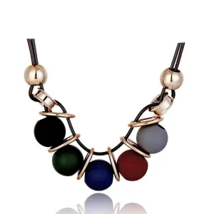 Vintage  Colorful Round Wood Necklace
