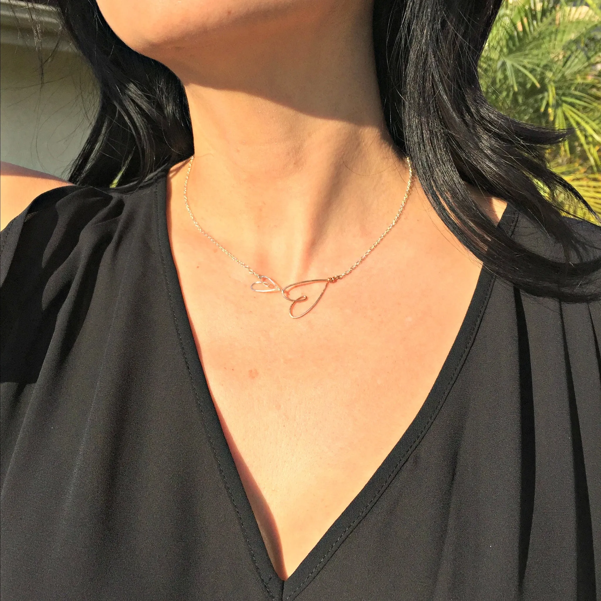 W- 2 hearts necklace 2HN-*-16 
