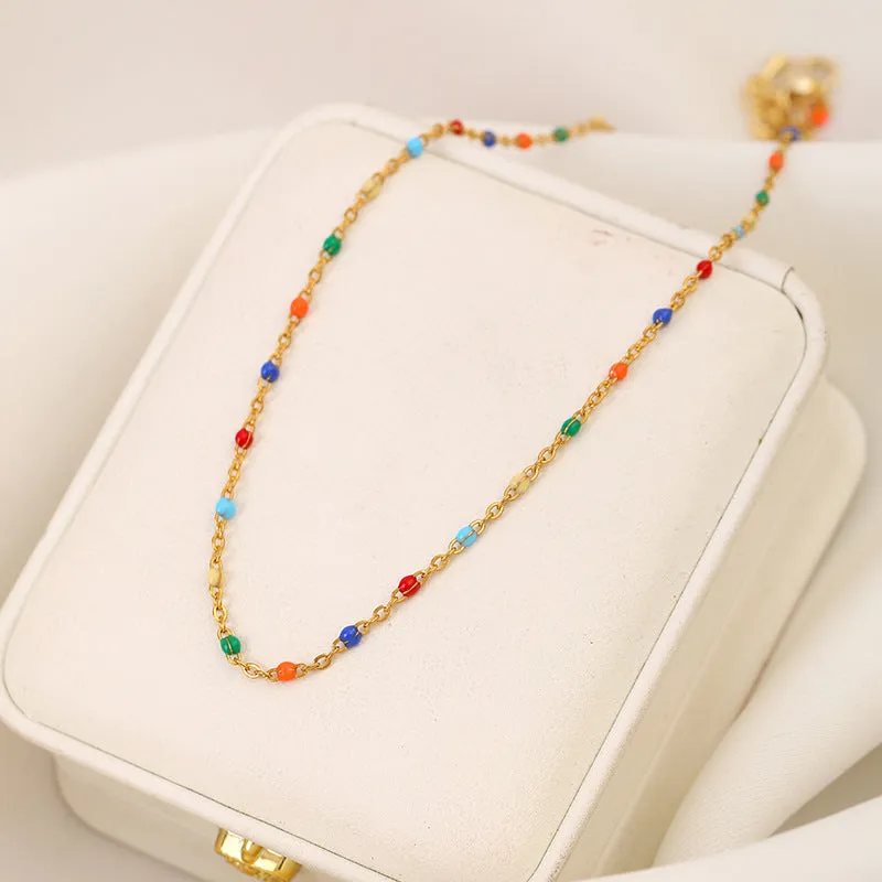 Wholesale Colorful Beaded Colorfast Clavicle Necklaces