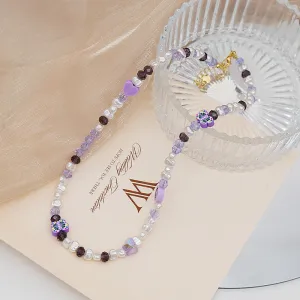 Wholesale Colorful Beaded Purple Crystal Pearl Necklaces