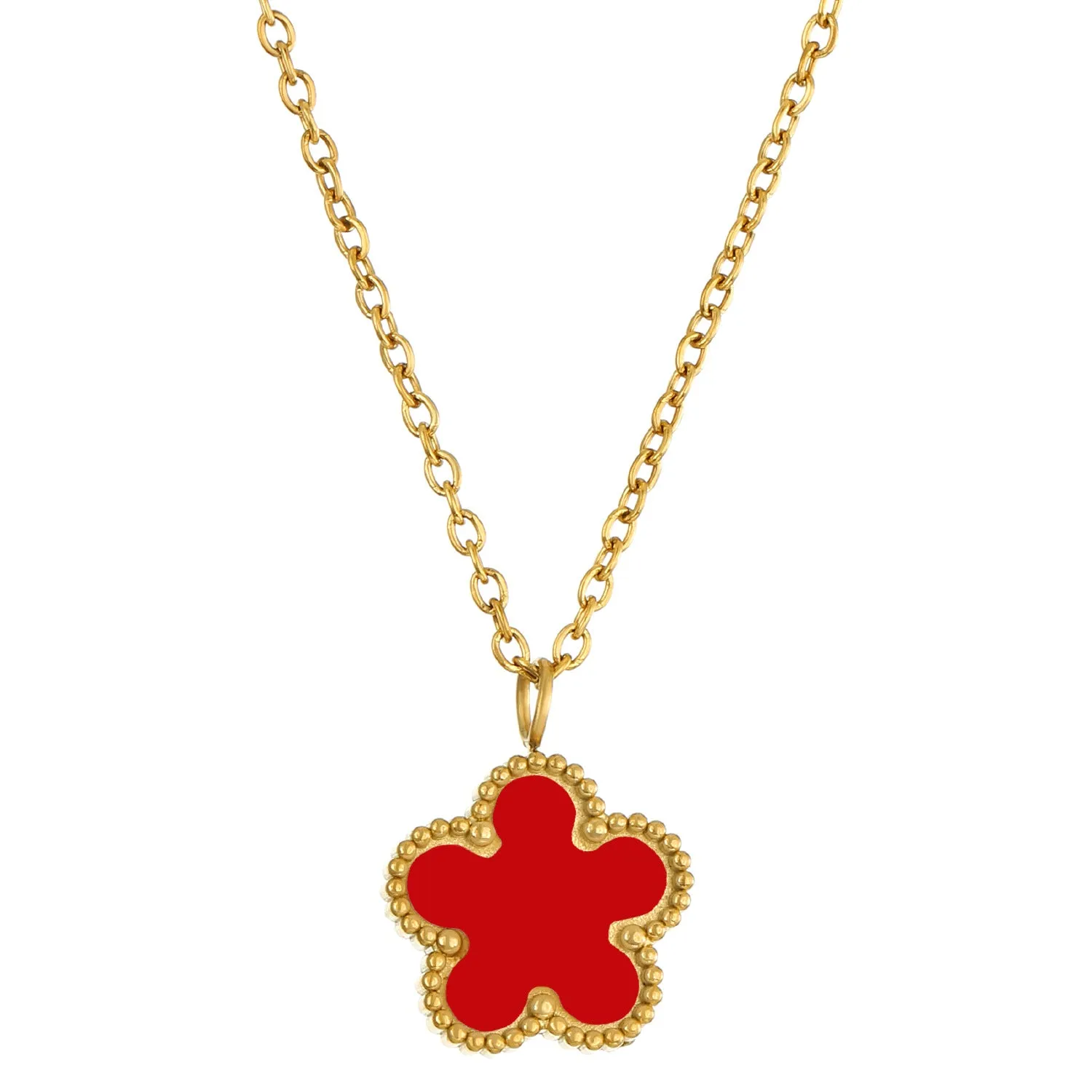 Wholesale Colorful Flower Stainless Steel Necklace JDC-NE-QingWen008