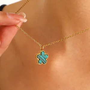 Wholesale Colorful Flower Stainless Steel Necklace JDC-NE-QingWen008