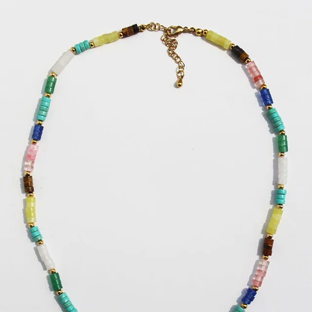 Wholesale Colorful Stone Brass Necklaces