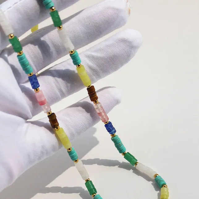 Wholesale Colorful Stone Brass Necklaces