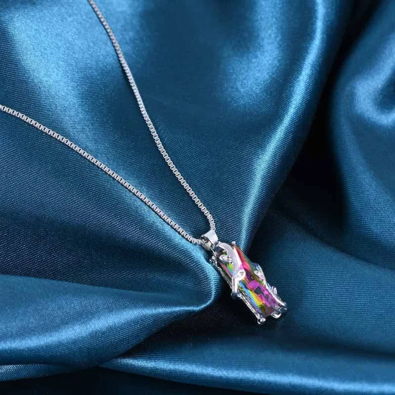 Wholesale Colorful Stone Square Alloy Necklaces