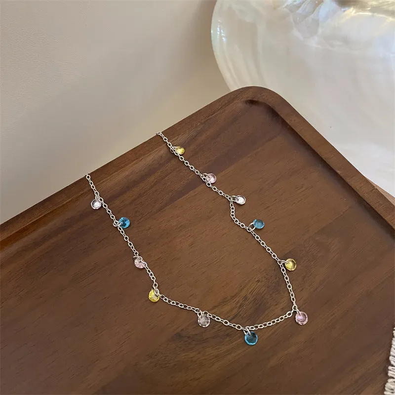 Wholesale Colorful Zircon Rainbow Metallic Necklaces