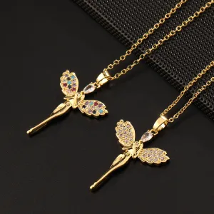Wholesale Copper Colorful Zircon Angel Girl Necklace