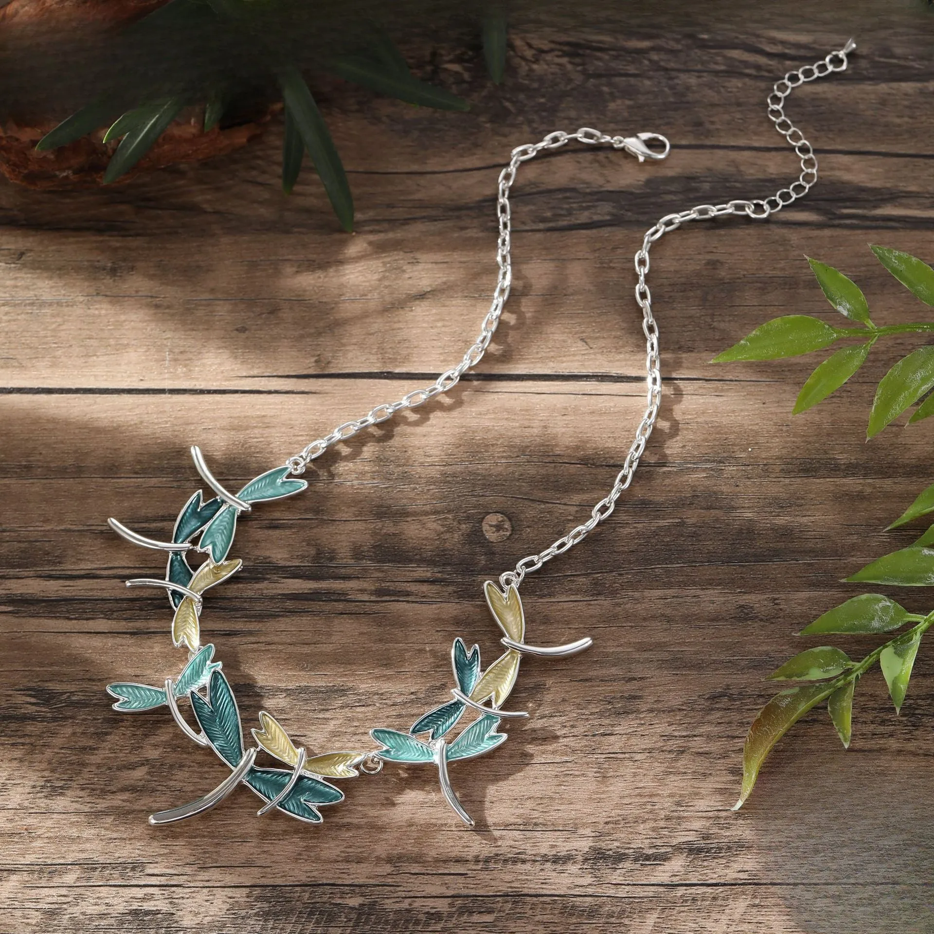 Wholesale New Colorful Painting Oil Dragonfly Flying Necklace