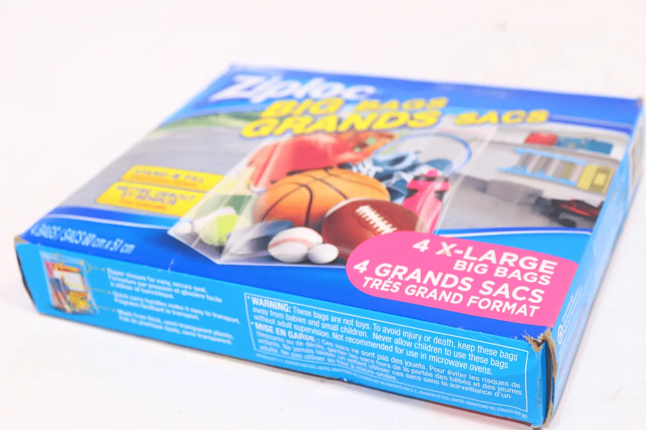 Ziploc® Big Bags, X-Large, Secure Double Zipper, 4 ct, Expandable Bottom, Heavy-Duty Plastic, Built-In Handles, Flexible Shape to Fit Where Storage Boxes Can't