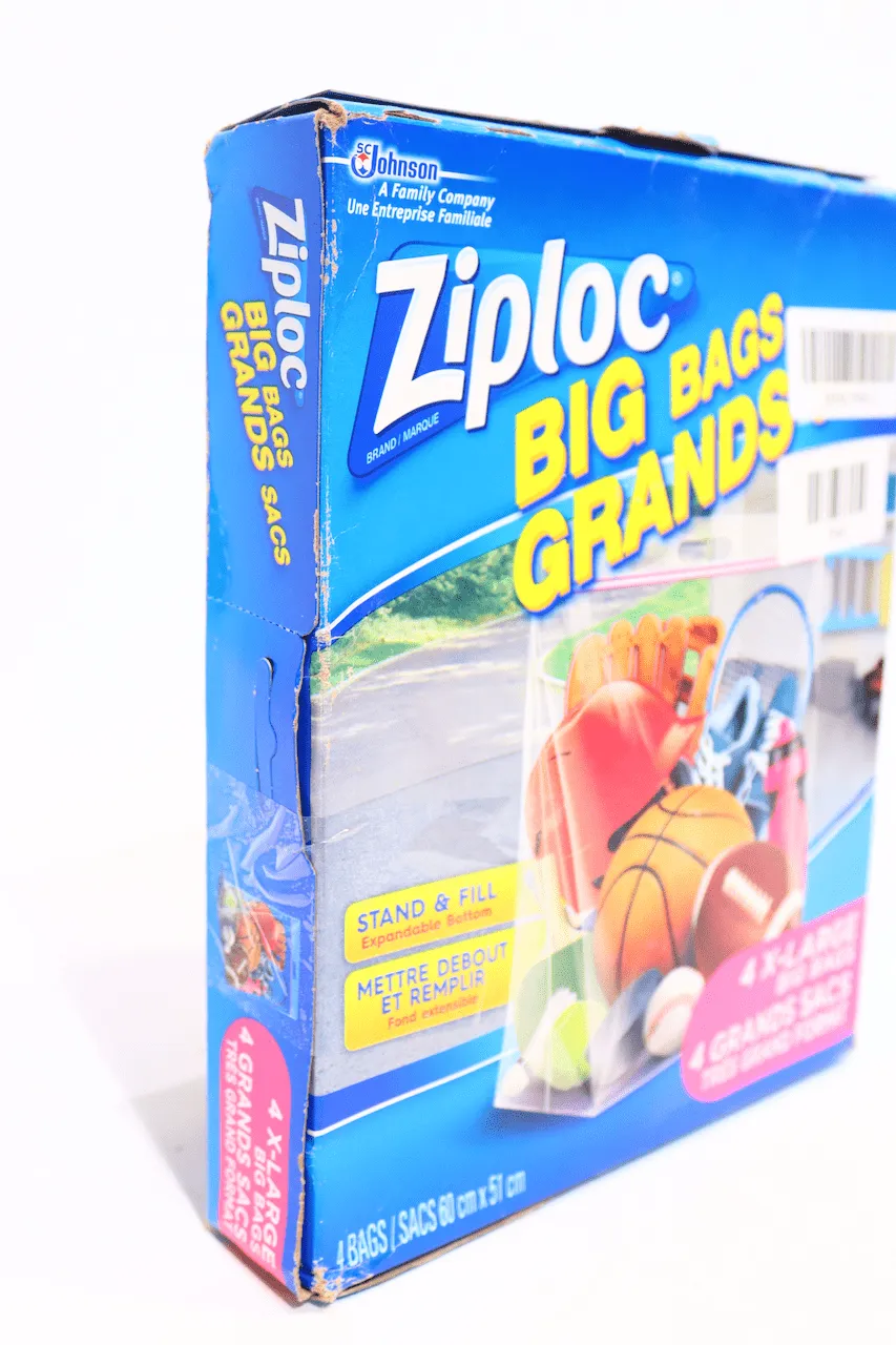 Ziploc® Big Bags, X-Large, Secure Double Zipper, 4 ct, Expandable Bottom, Heavy-Duty Plastic, Built-In Handles, Flexible Shape to Fit Where Storage Boxes Can't
